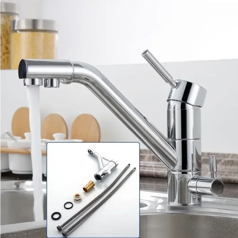 Trojcestná baterie na pitnou vodu 3 v 1 Mixer Tap chromová