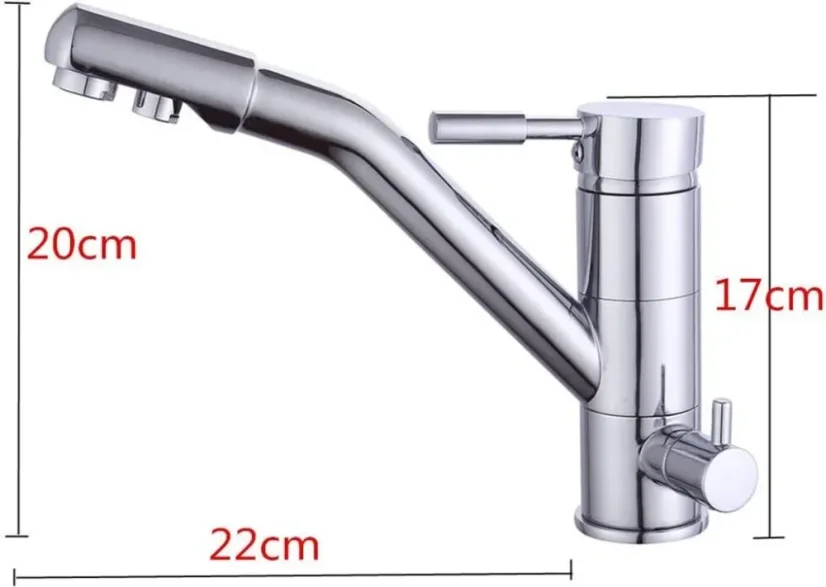 Trojcestná baterie na pitnou vodu 3 v 1 Mixer Tap chromová